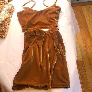 Crop Tank and skirt matching set sz sm/medium stretchy shiny velvet looking